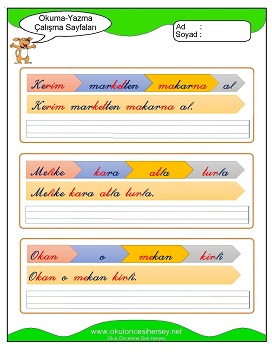 k sesi Grubu Çalışma Sayfaları